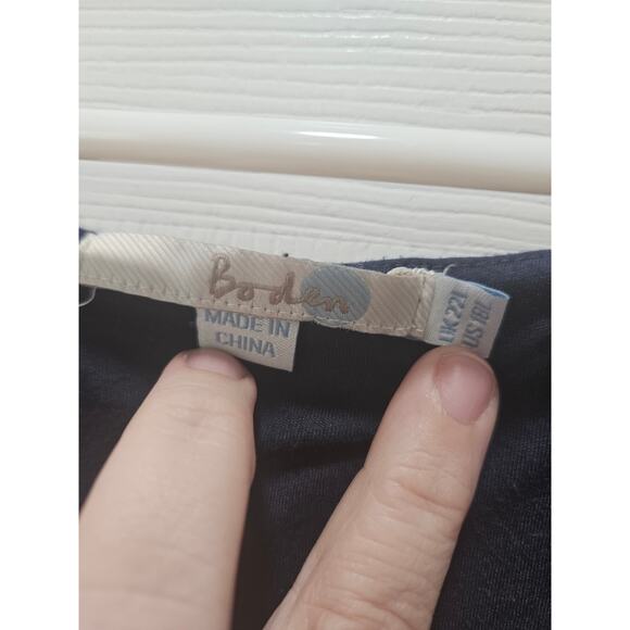 Boden Floral Dress Blue Green Midi V Neck 18L 18 Fit Flare - Picture 2 of 8